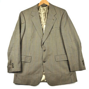 Vintage Brooks Brothers 42 R Tan Brown Houndstooth Union Made Suit Blazer Coat
